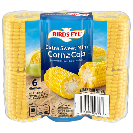 Birds Eye Mini Sweet Corn on the Cob, Frozen Vegetable, 6 Count