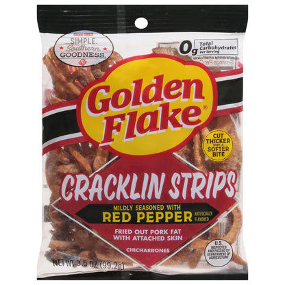 3.5 oz Golden Flake Red Pepper Cracklin Strips