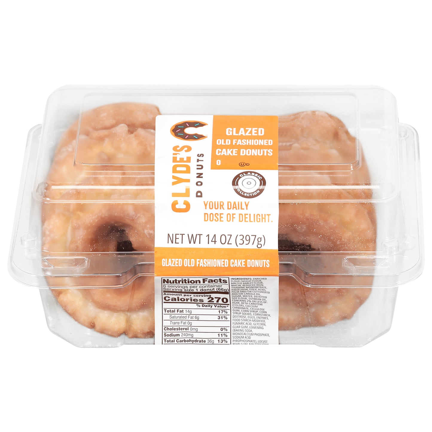 Clyde's Glazed Old Fashioned Cake Donuts 14 oz