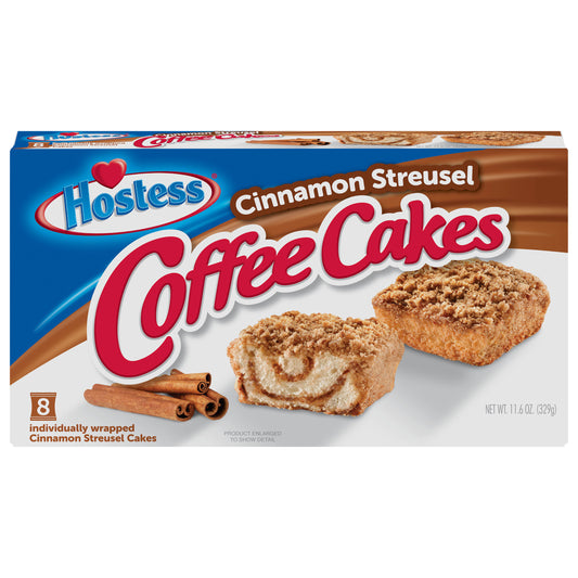 HOSTESS Coffee Cakes, Cinnamon Coffee Cake, Topped with Streusel, Individually Wrapped, 8 Count , 11.6 oz