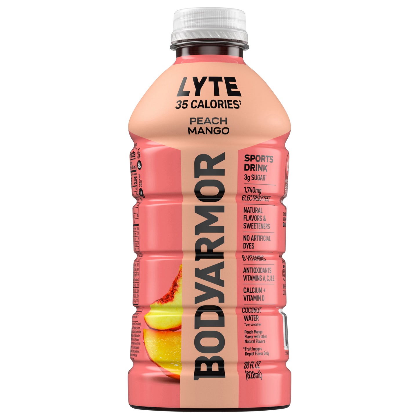 BODYARMOR Lyte Peach Mango Electrolyte Sports Drink, 28 fl oz Bottle