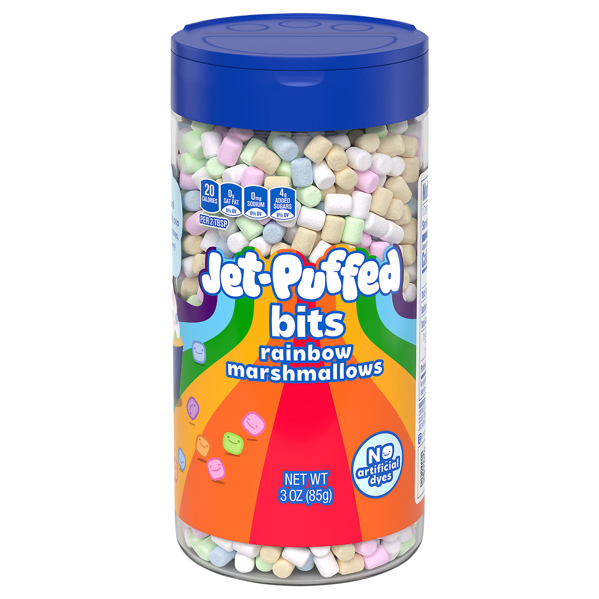 Jet-Puffed Marshmallow Bits, 1 Shaker, for Desserts and Creamy Drinks, Rainbow, No Artificial Dyes, 3 oz