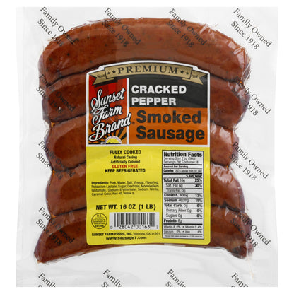 Sunset Farm Brand Cracked Pepper Smoked Sausage 16 oz