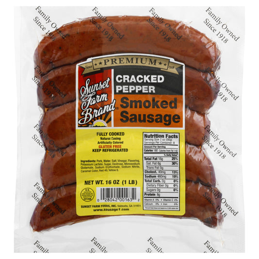 Sunset Farm Brand Cracked Pepper Smoked Sausage 16 oz