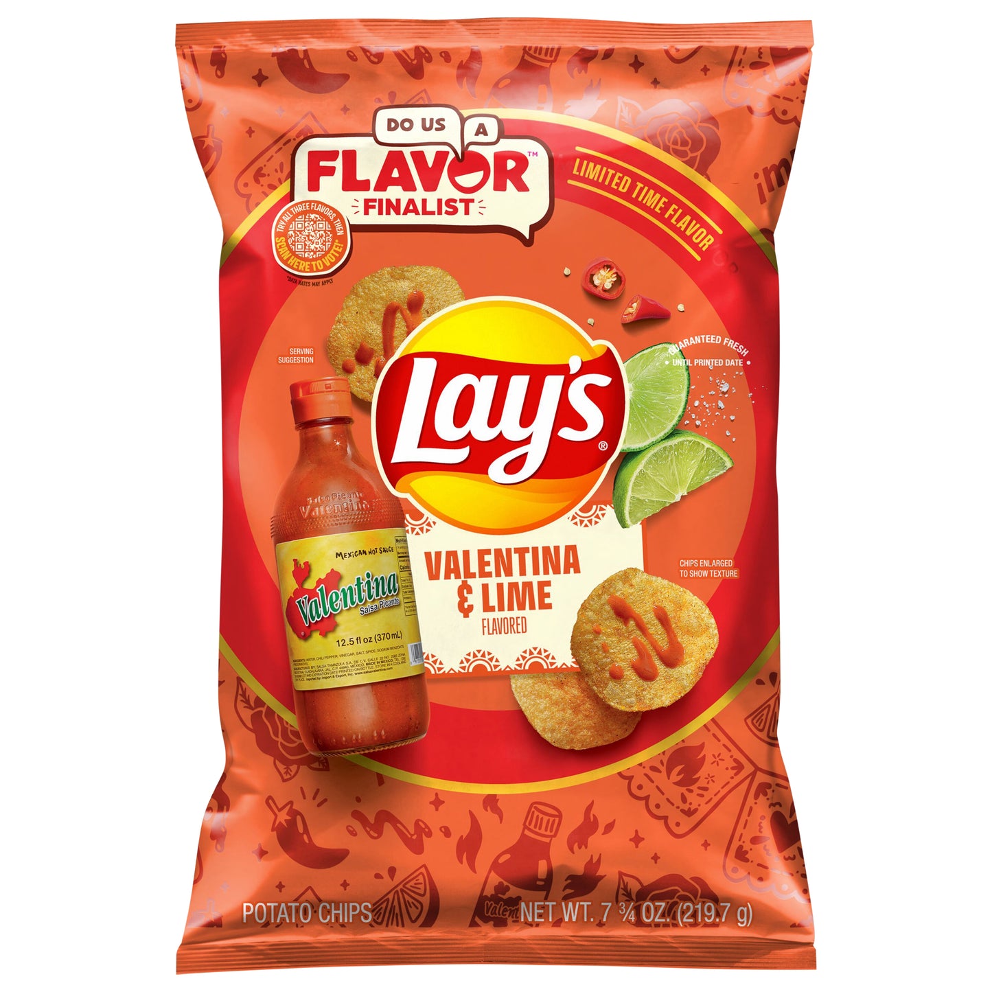 Lay's Potato Chips Valentina & Lime Flavored 7 3/4 Oz