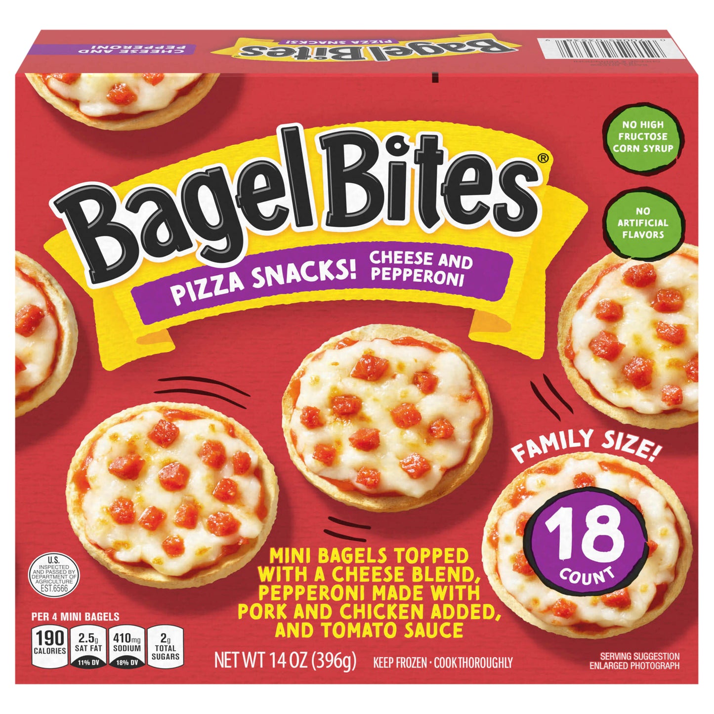 Bagel Bites Cheese & Pepperoni Mini Pizza Bagel Frozen Snacks, 18 ct Box