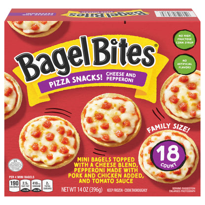 Bagel Bites Cheese & Pepperoni Mini Pizza Bagel Frozen Snacks, 18 ct Box