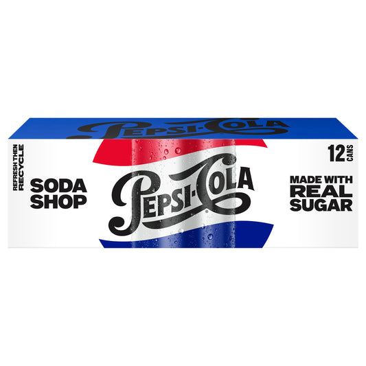 Pepsi Real Sugar Soda Cola 12 Fl Oz 12 Count