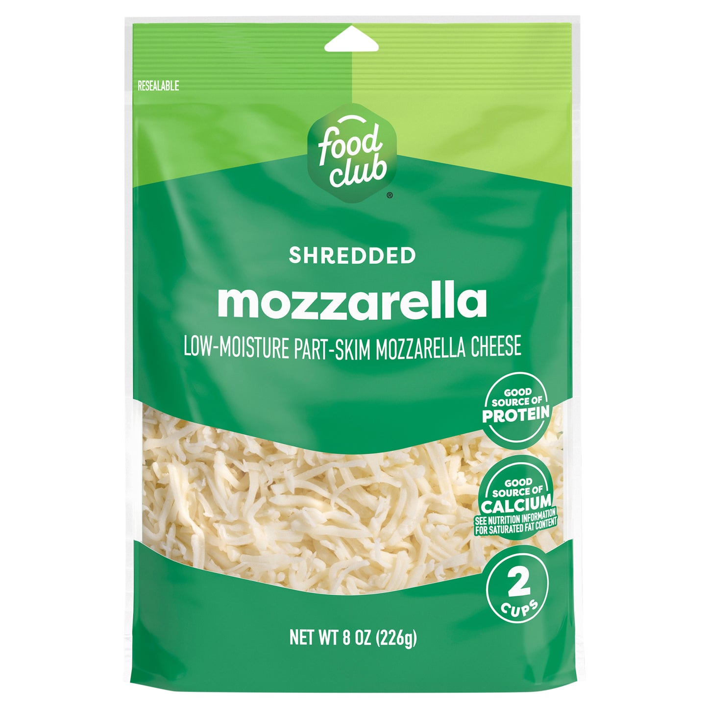 Food Club Part-Skim Low-Moisture Shredded Mozzarella Cheese 8 oz