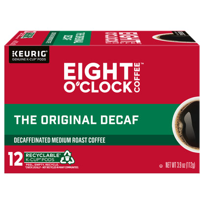 Eight O'Clock Coffee Decaffeinated Medium Roast The Original Decaf Coffee 12 - 0.33 oz K-Cup Pods