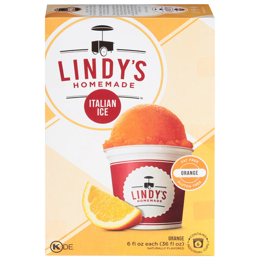 Lindy's Homemade Orange Italian Ice 6 - 6 fl oz Cups