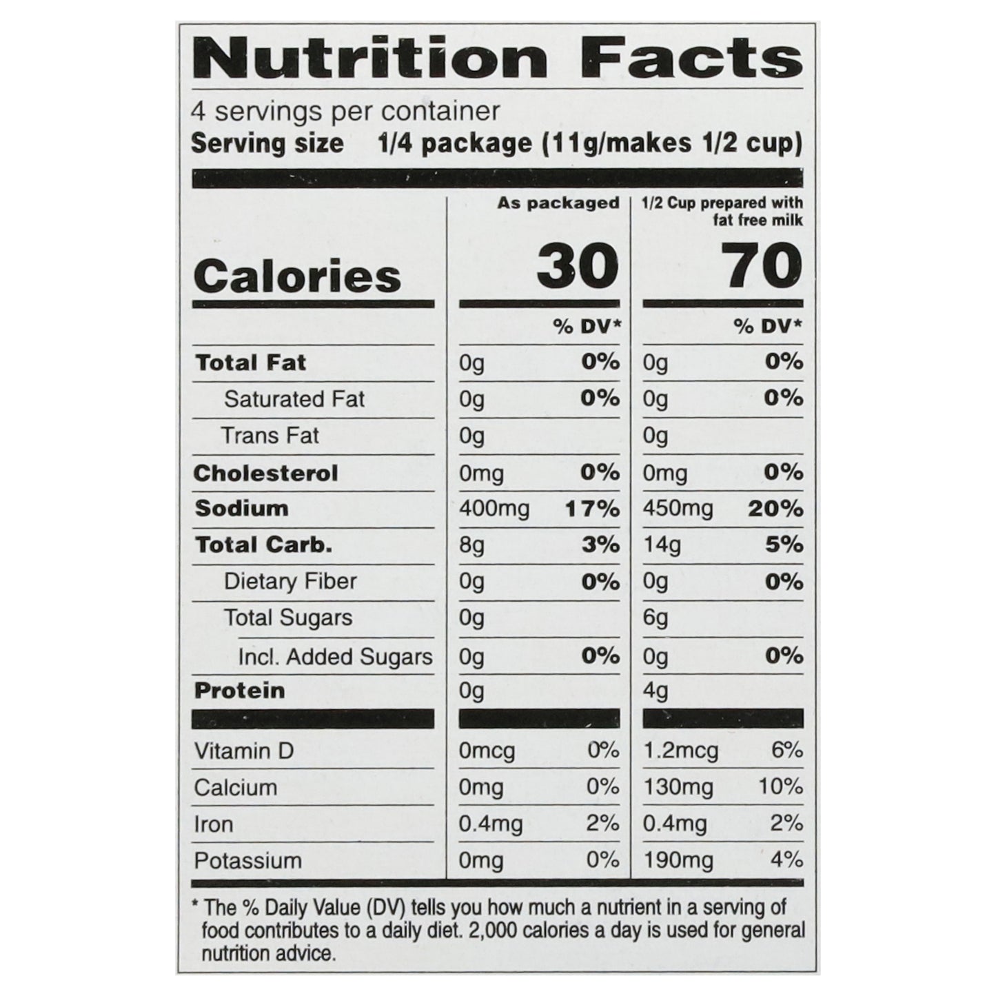 Food Club Essential Choice Reduced Calorie Instant Chocolate Pudding & Pie Filling 1.5 oz