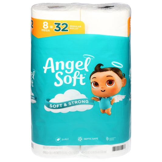 Angel Soft 2-Ply Unscented Bathroom Tissue Mega Rolls 8 ea