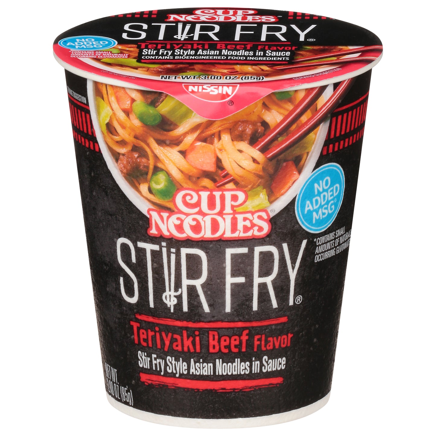 Nissin Cup Noodles Stir Fry Teriyaki Beef Flavor Asian Noodles in Sauce 3.00 oz