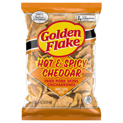 4 oz Golden Flake Hot & Spicy Cheddar Pork Skins