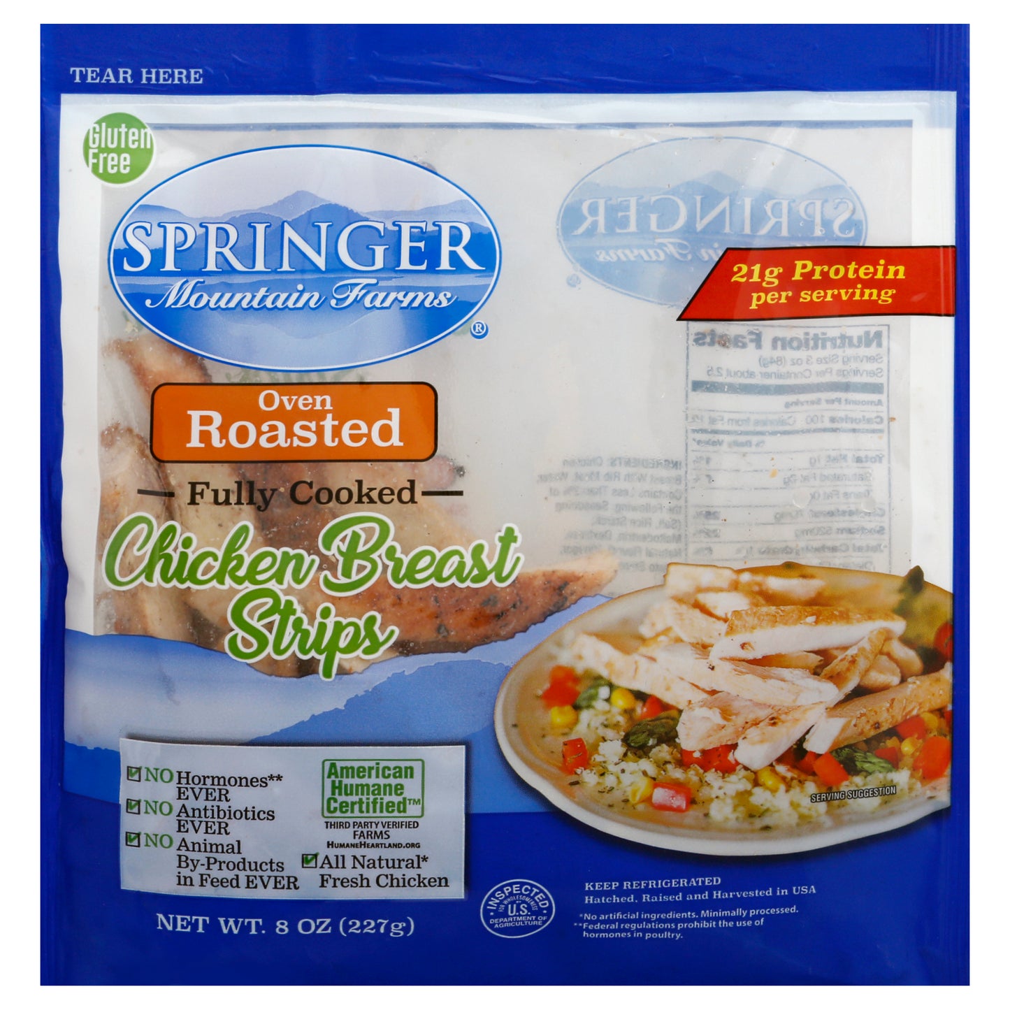 Springer Mountain Farms Oven Roasted Chicken Breast Strips 8 oz