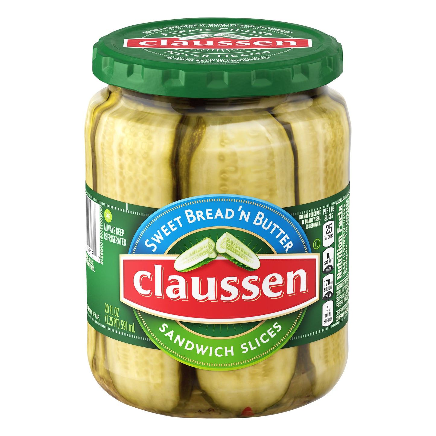 Claussen Sweet Bread N' Butter Pickle Slices, 20 fl oz Jar