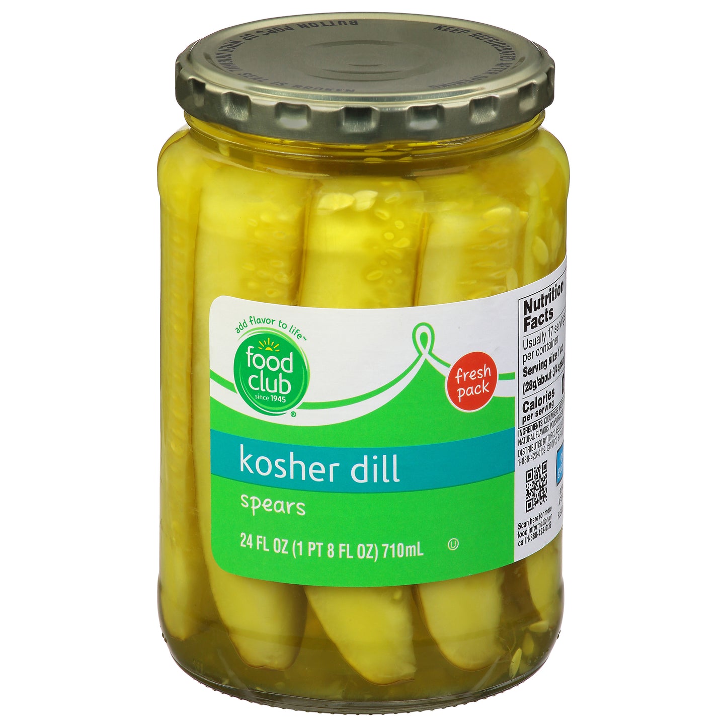 Food Club Spears Kosher Dill Pickles 24 oz