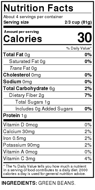 Cut Green Beans - Pouch 12 OZ