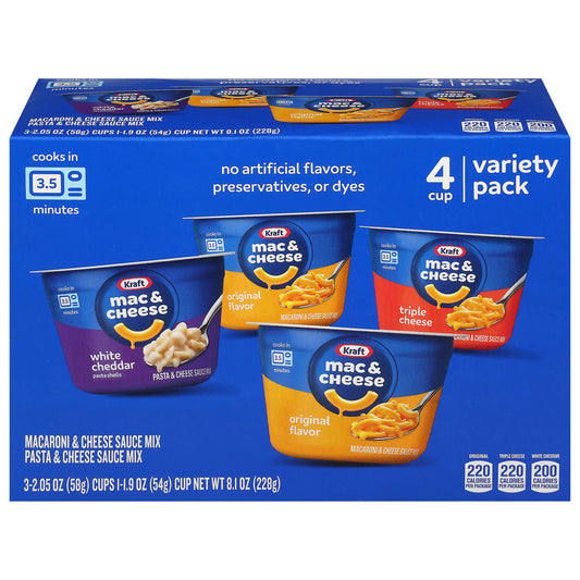 Kraft White Cheddar/Original Flavor/Triple Cheese Mac & Cheese Variety Pack 4 ea