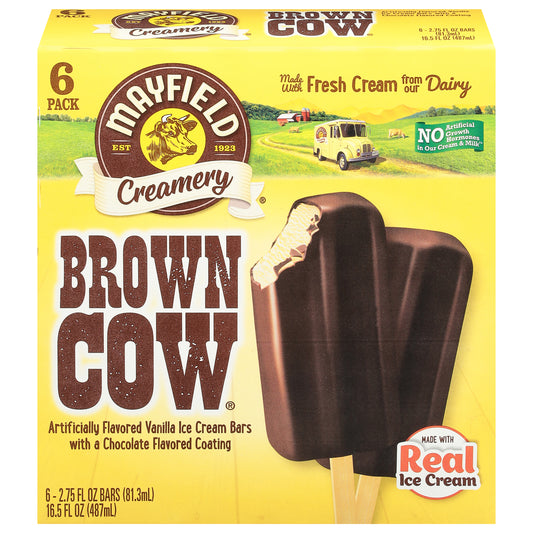 Mayfield Creamery Brown Cow Ice Cream Bars 6 - 2.75 fl oz Bars