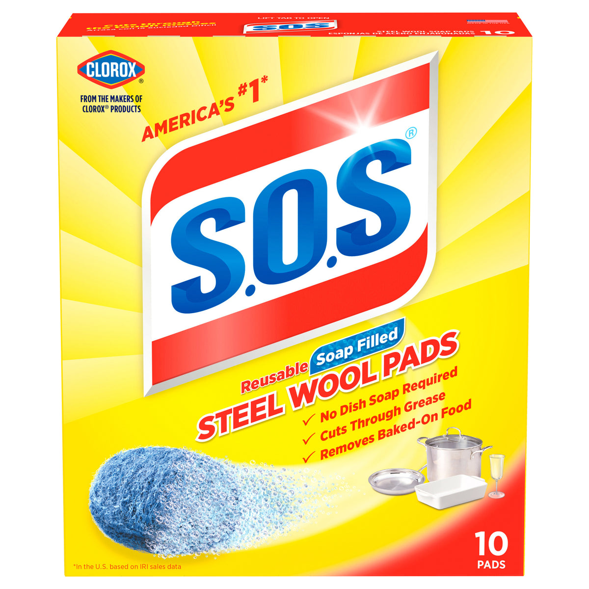 S.O.S Steel Wool Soap Pads - 10 PADS