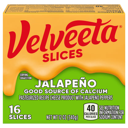 Velveeta Slices Jalapeno Cheese with Jalapeno Peppers, 16 ct Pack