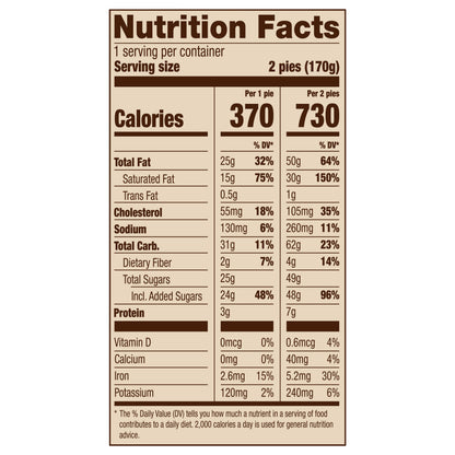 Marie Callender's Chocolate Satin Mini Pies, 2 Pies, Frozen, 6 oz.