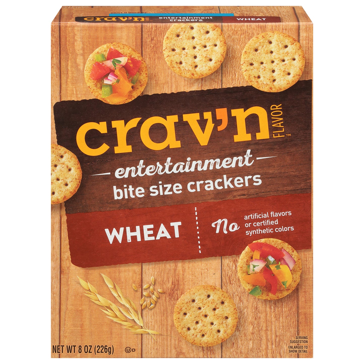 Crav'n Flavor Entertainment Wheat Crackers Bite Size 8 oz