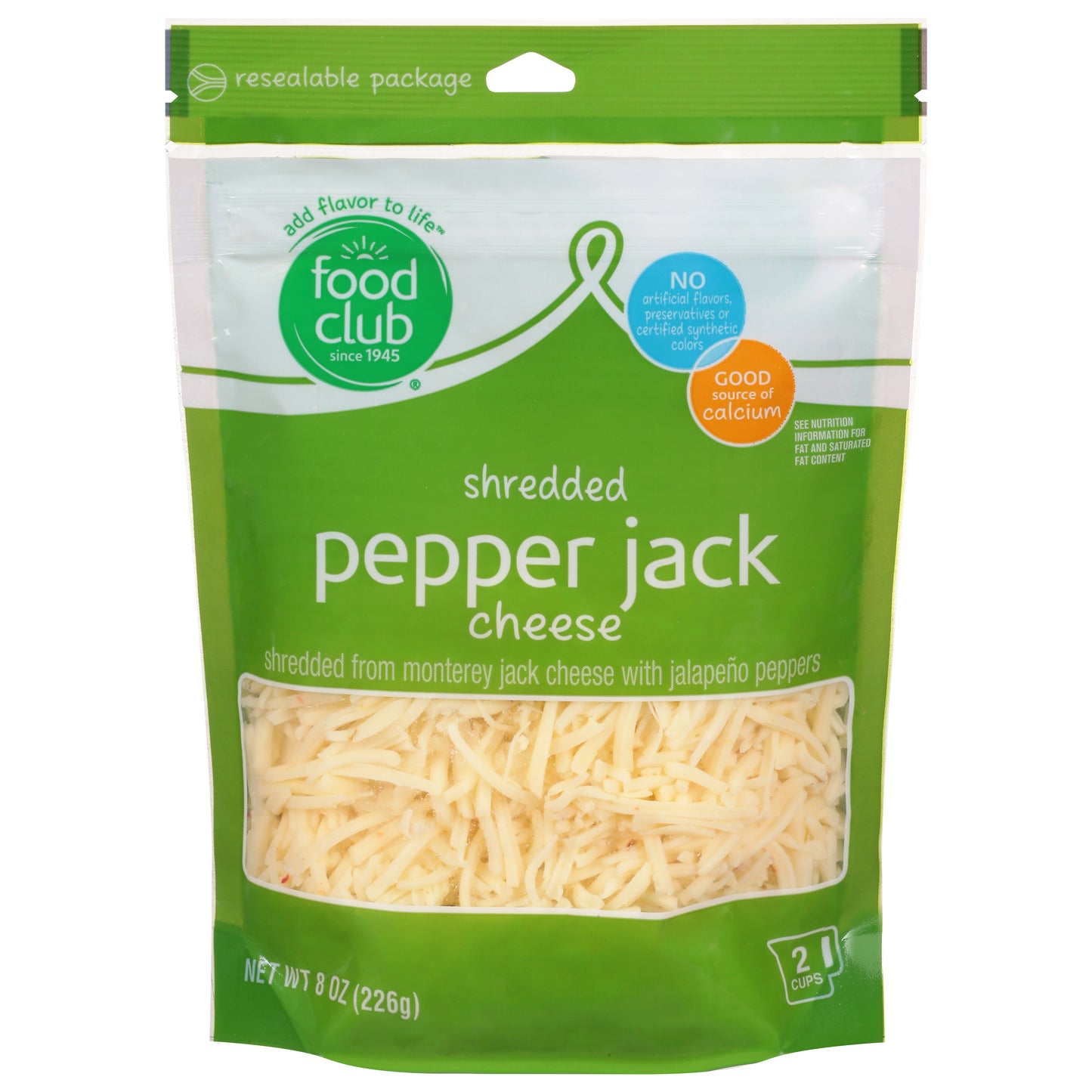 Food Club Pepper Jack Shredded Cheese 8 oz