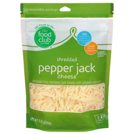 Food Club Pepper Jack Shredded Cheese 8 oz