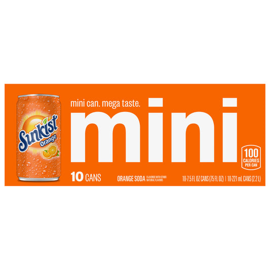 Sunkist Mini Orange Soda 10-7.5 fl oz Cans