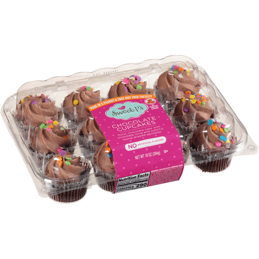 Chocolate Cupcakes With Chocolate Icing And Colorful Round-Shaped Sprinkles