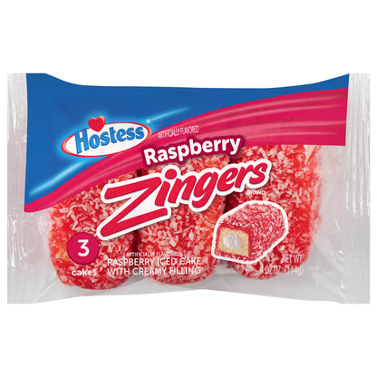 HOSTESS Raspberry Artificially Flavored ZINGERS Single Serve, 3 Count, 4.02 oz