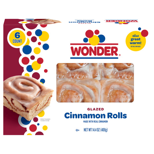Wonder Cinnamon Rolls, Cinnamon Breakfast Pastry Sweet Rolls, 14.4 oz, 6 Count