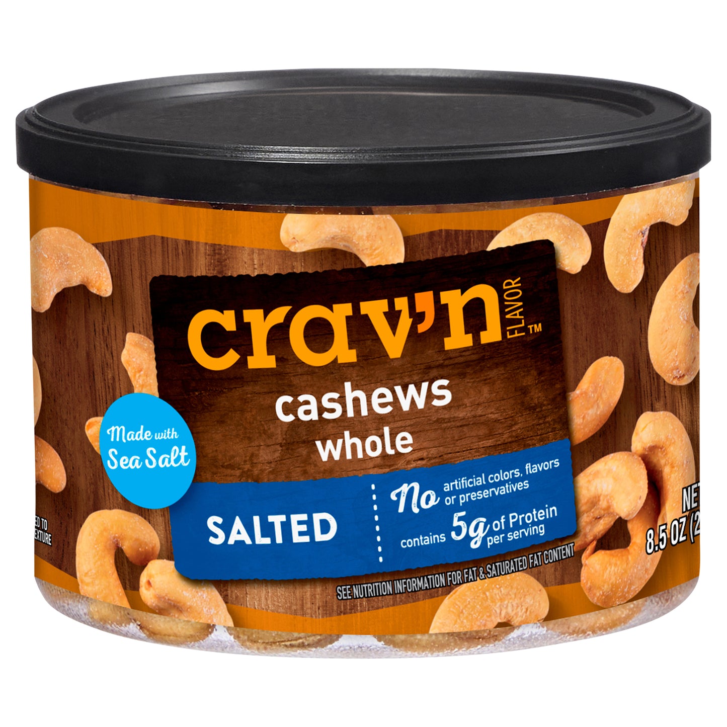 Crav'n Flavor Whole Salted Cashews 8.5 oz
