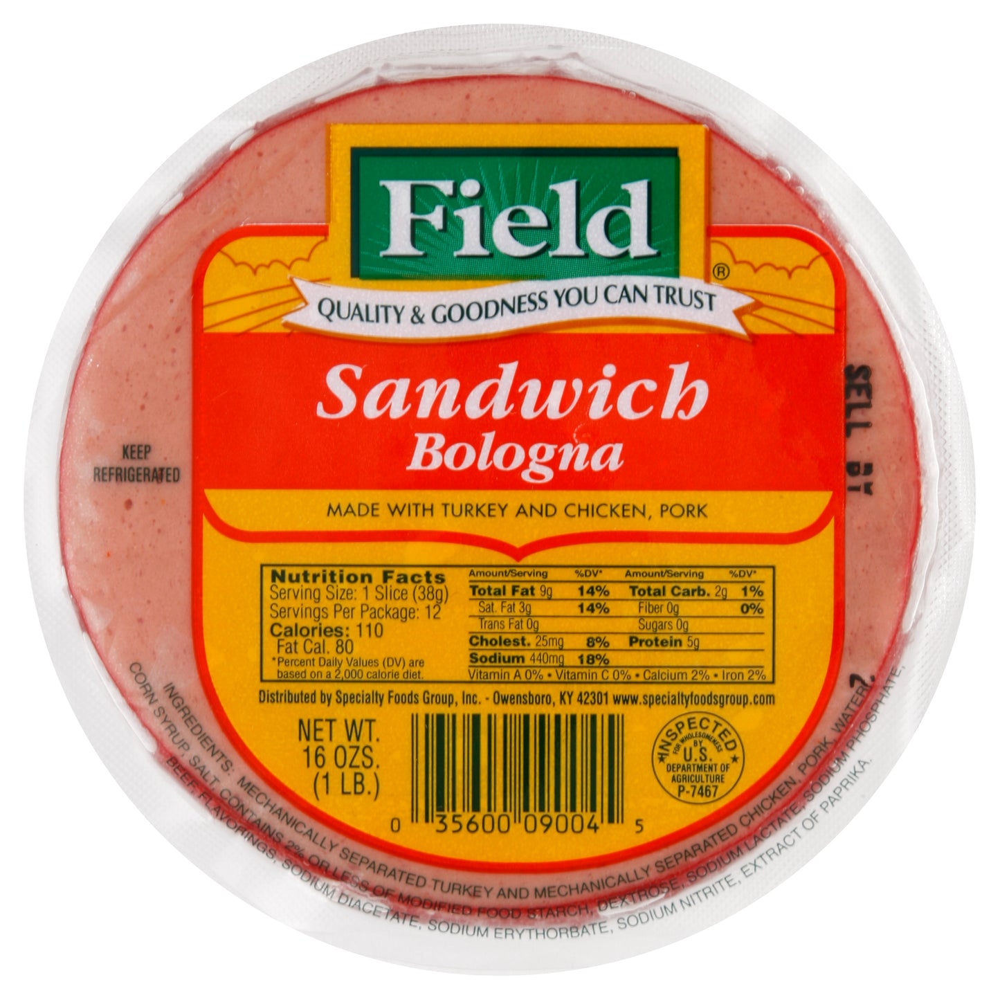 Field Bologna 16 oz - Regular Slice