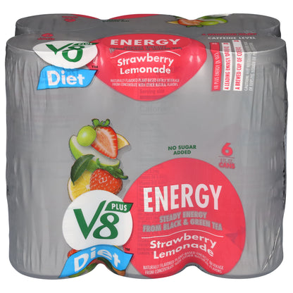 V8 Plus Diet Energy Strawberry Lemonade Energy Drink 6 - 8 fl oz Cans