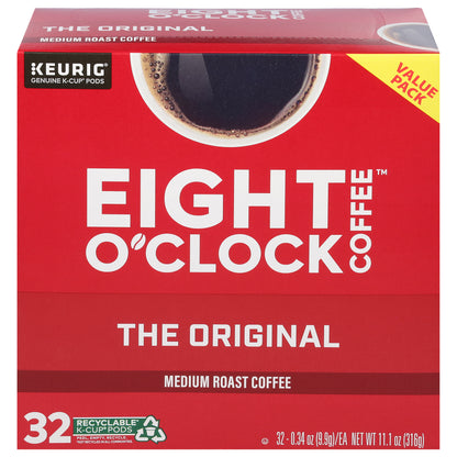 Eight O'Clock Coffee Medium Roast Ground The Original Coffee Value Pack 32 - 0.34 oz K-Cup Pods