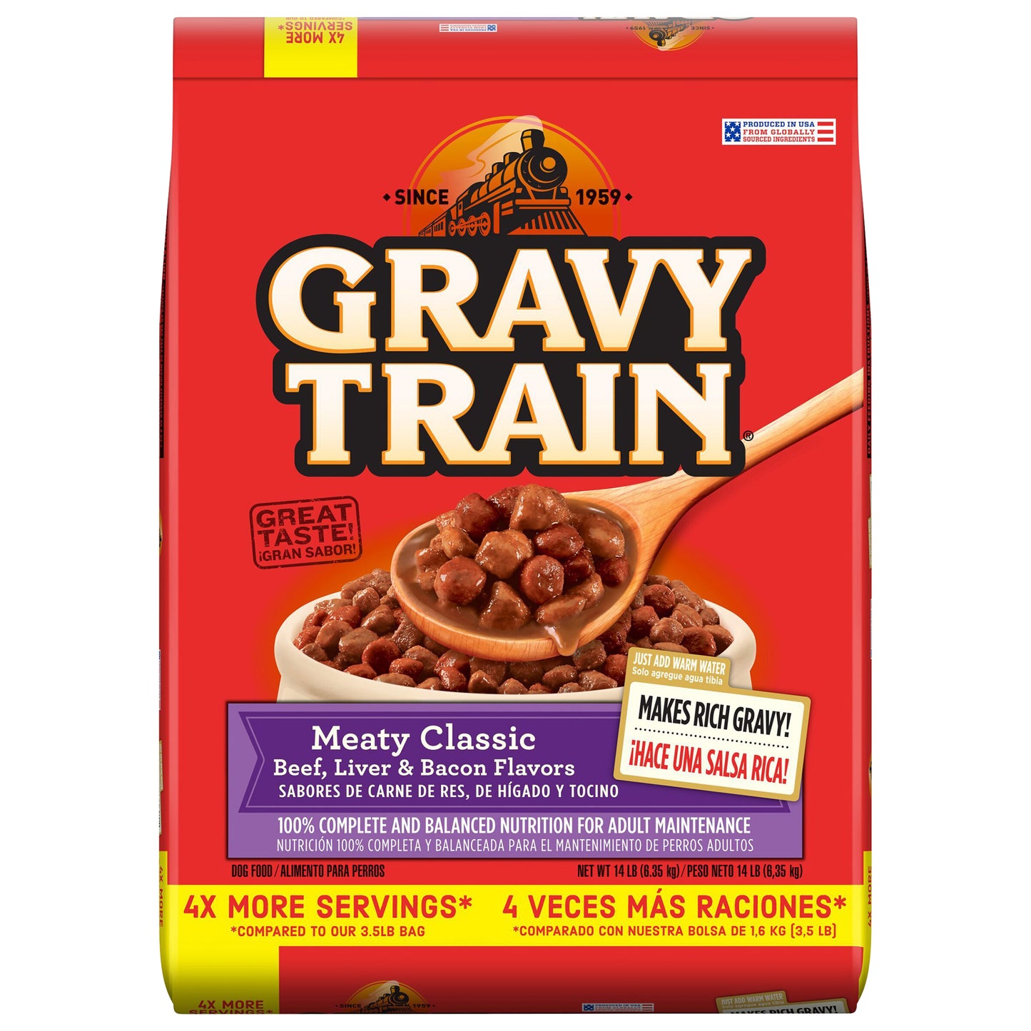 Gravy Train Meaty Classic Beef, Liver and Bacon Flavor Dog Food, 14-Pound