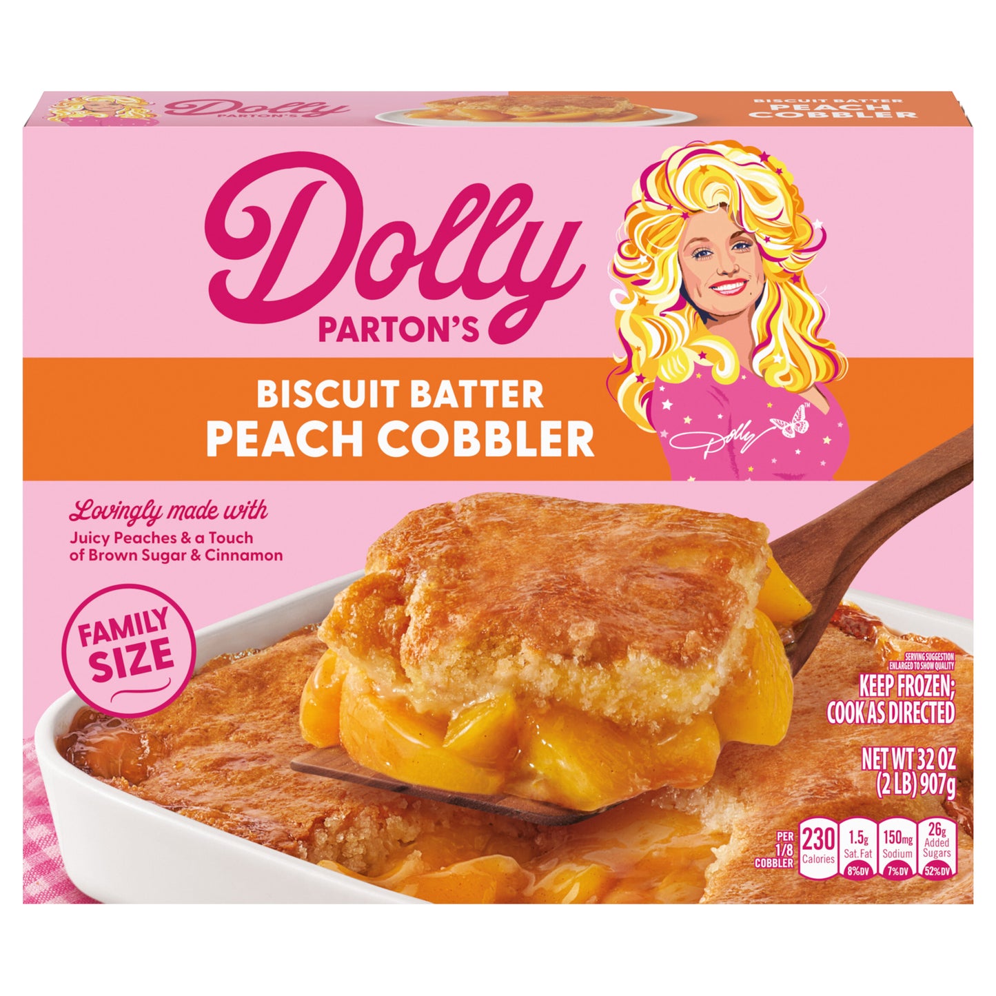 Dolly Parton's Biscuit Batter Peach Cobbler Family Size Frozen Dessert, 32 oz.
