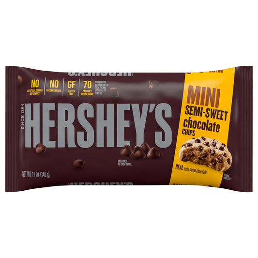 HERSHEY'S Mini Semi-Sweet Chocolate Baking Chips Bag, 12 oz