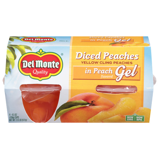 Del Monte Diced Peaches in Peach Flavored Gel 4 - 4.5 oz Cups