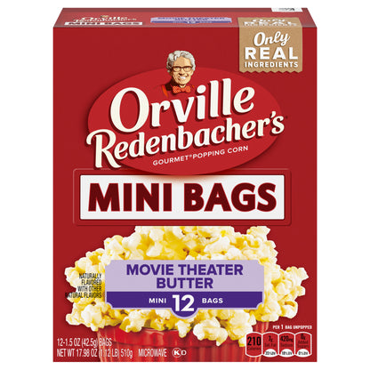 Orville Redenbacher's Movie Theater Butter Microwave Popcorn, 1.5 oz. Single Serve Bag, 12 Count