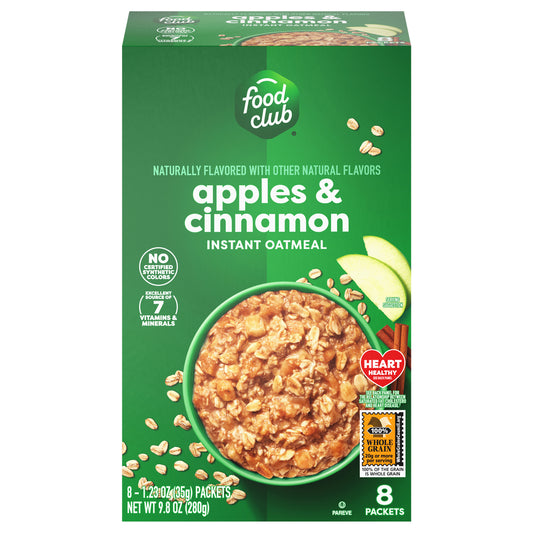 Food Club Apples & Cinnamon Instant Oatmeal 8 ea