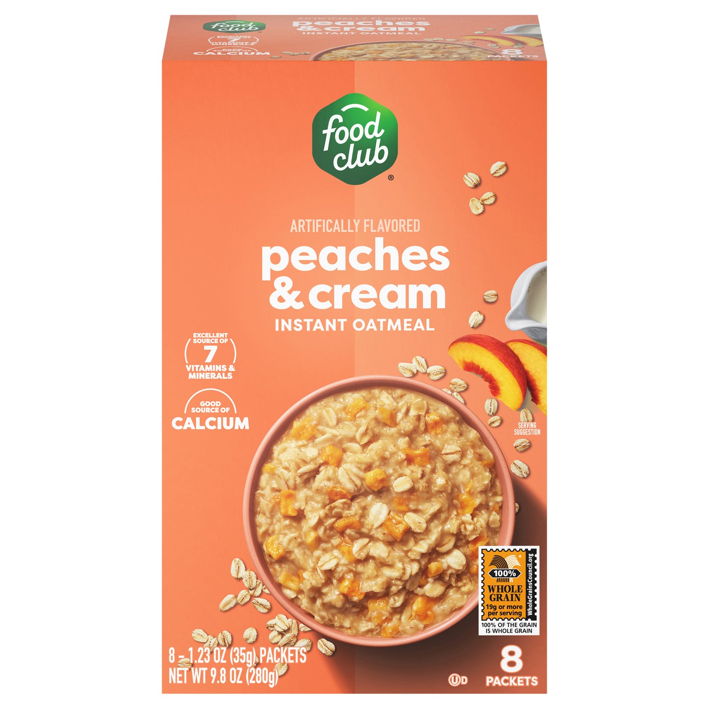 Food Club Peaches & Cream Instant Oatmeal 8 ea
