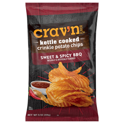 Crav'n Flavor Kettle Cooked Crinkle Sweet & Spicy BBQ Potato Chips 8 oz
