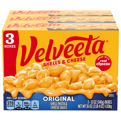 Velveeta Original Shells & Cheese Box 3 - 12 oz Pack