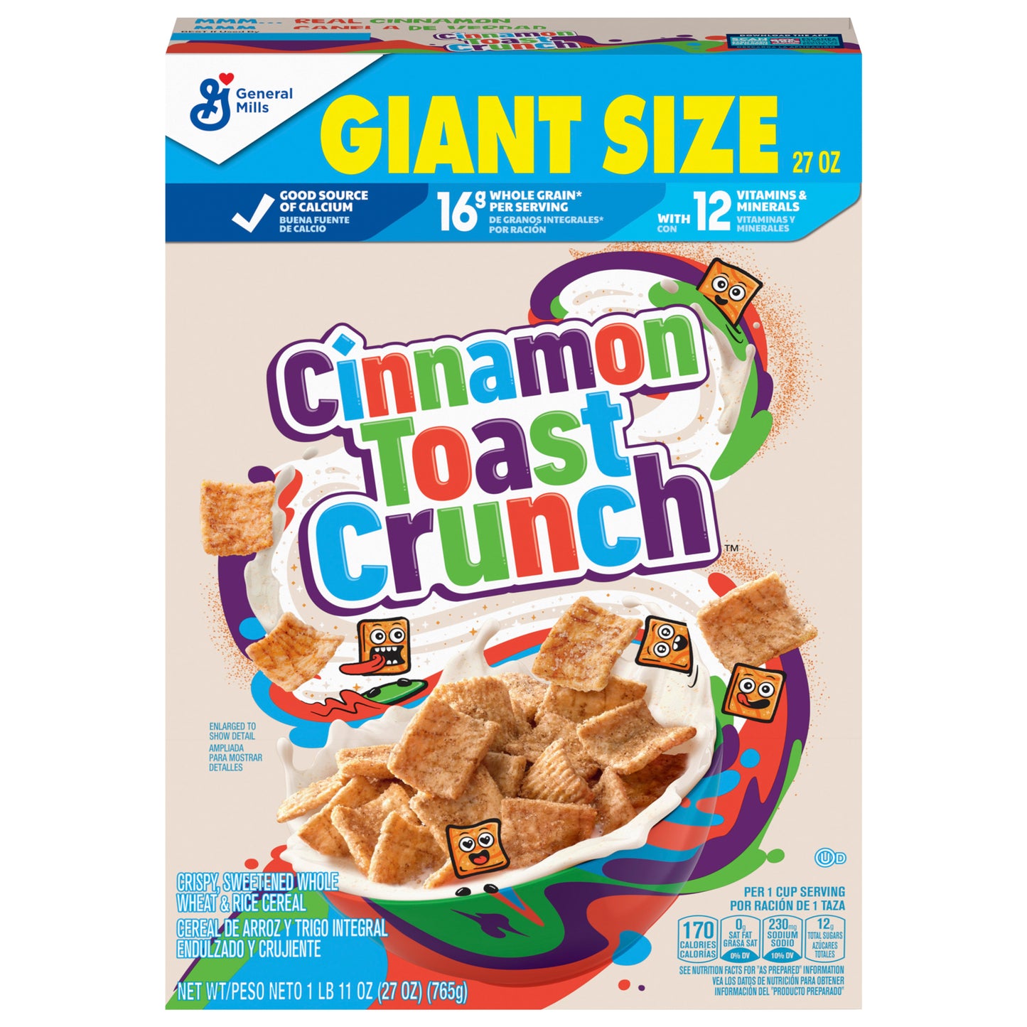 Original Cinnamon Toast Crunch Breakfast Cereal, 27 OZ Giant Size Box