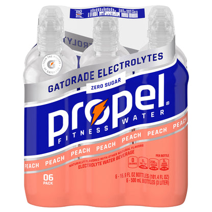 Propel Zero Sugar Electrolyte Water Beverage Peach 16.9 Fl Oz 6 Count